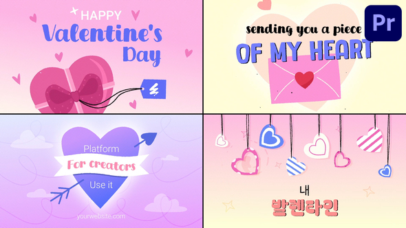 Valentines Typography for Premiere Pro Premiere Pro template preview