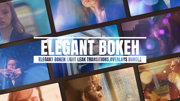 Elegant Bokeh Light Leak Transitions Overlays Bundle Elements template preview