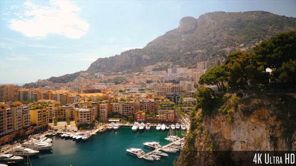 4K Monaco Port de Fontvieille in Monaco Overview alt