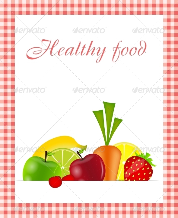 Healthy Food Menu Template Vector Illustration - Food Objects