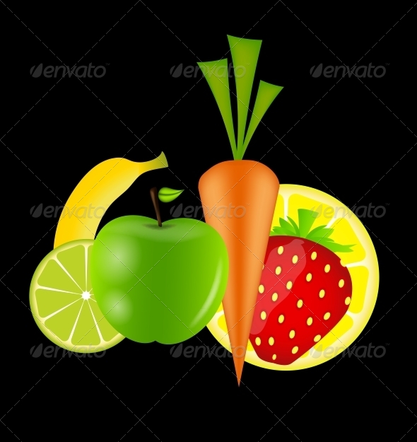 Healthy Food Menu Template Vector Illustration - Food Objects