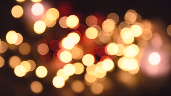 Christmas Lights Shimmering Abstract Golden Warm Circles Defocused