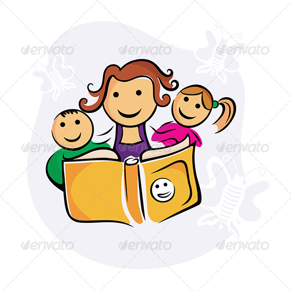 Kids Enjoying Study with Guardian - People Characters