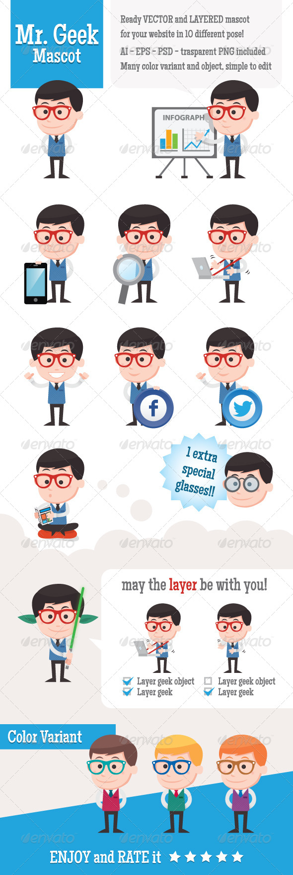 Mr. Geek Mascot - People Characters
