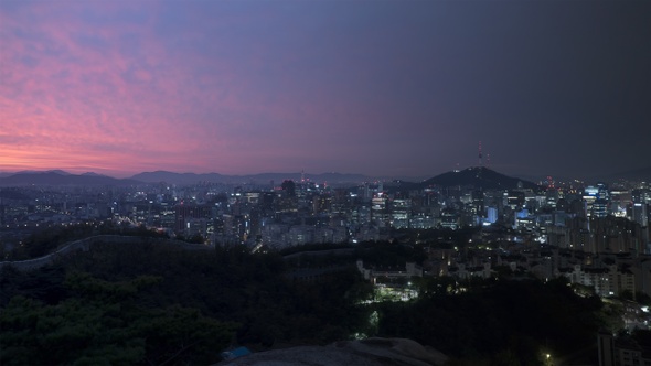 City Morning #1, Korea Seoul, Night To Day