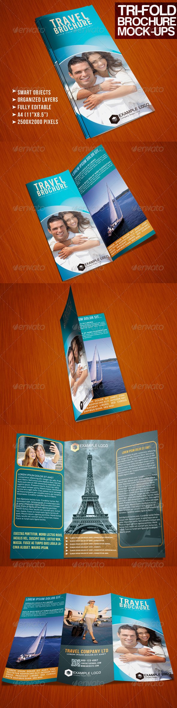 Photorealistic Tri-Fold A4 Brochure Mock-up - Brochures Print