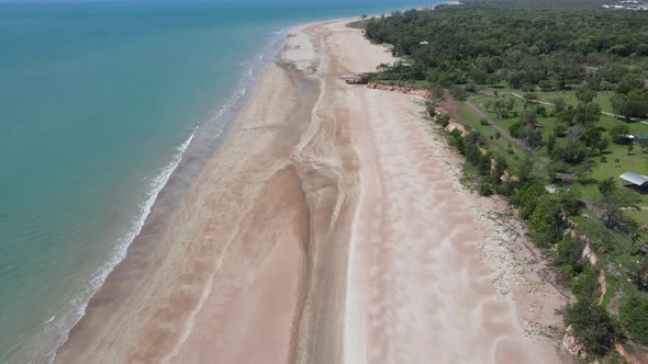 Moving Aerial Drone shot of Casuarina Beach in Darwin, Northern Territory alt