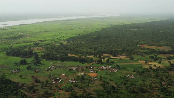 Africa Mali Vast Field And Village Aerial View 3