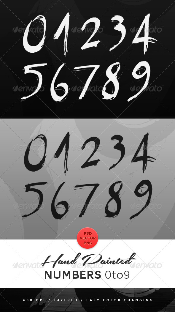 Hand Painted Numbers - Decorative Symbols Decorative