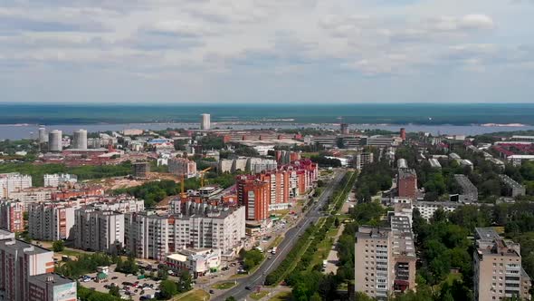 Aerial View  Of The Cheboksary City,  Russia, Chuvashia Republic alt