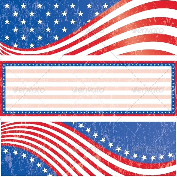 American Flag Stickers Set - Backgrounds Decorative