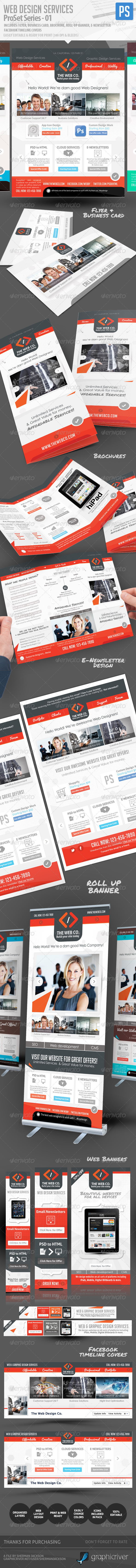 Web Design Service Pro Set - All in One Bundle - Stationery Print Templates