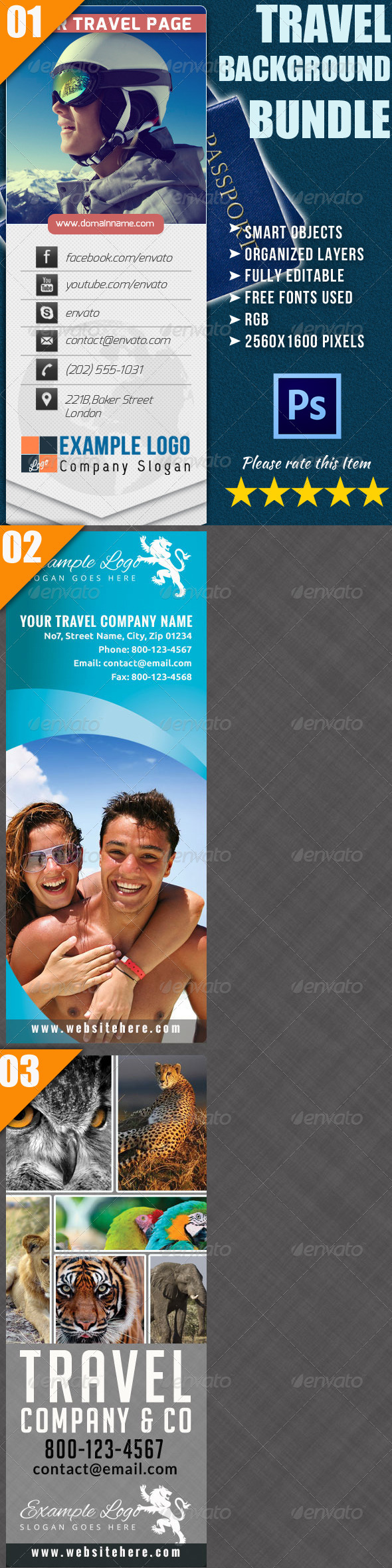 Travel Twitter Background Bundle - Twitter Social Media