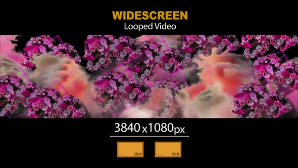 Widescreen Decor Flowers Cloud Rotating Cubes 01