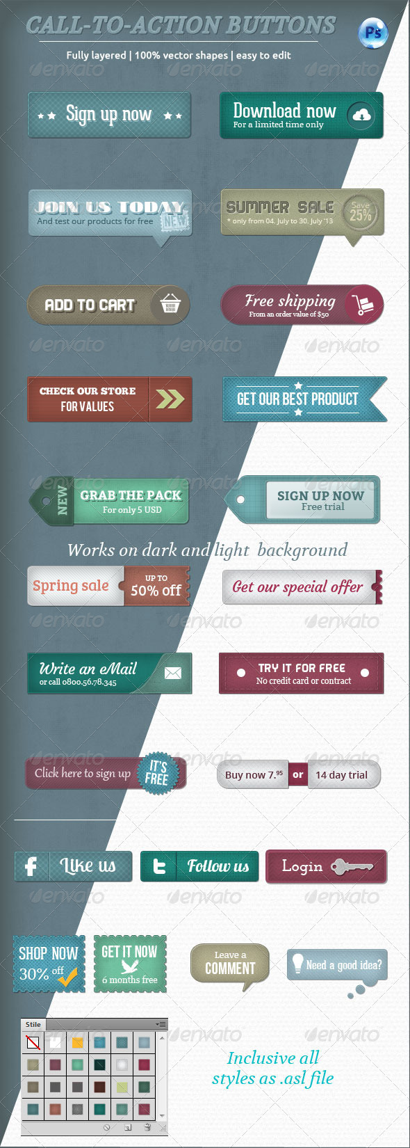 Call-To-Action Buttons Vol.II - Buttons Web Elements