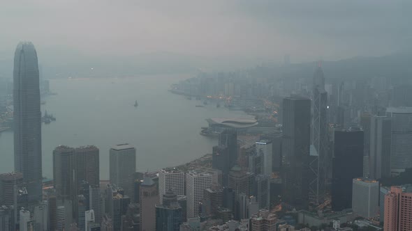 Hong Kong, China, Timelapse  - Sunrise of the city as seen from the Downtown Hill (Close Up)