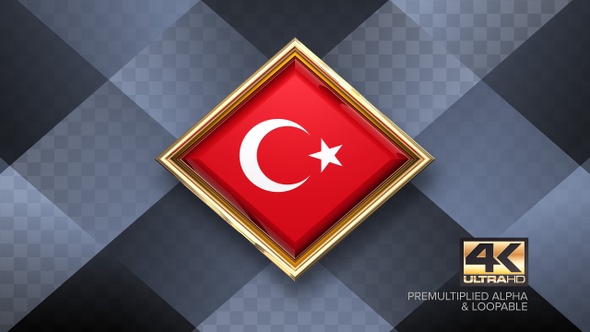 Turkey Flag Rotating Badge 4K Looping with Transparent Background alt