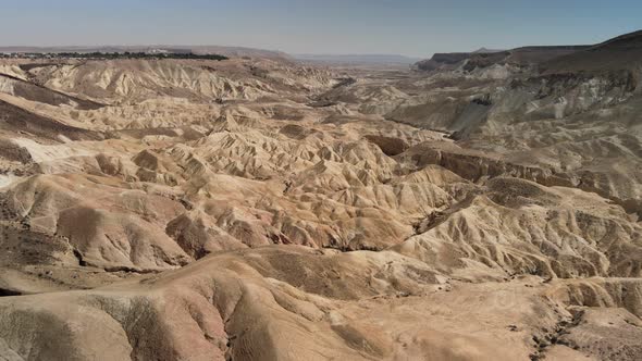 Desert Rocky Mountains Aerial Wadi Nekarot Drone Shot Negev Desert Israel