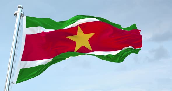 Suriname Flag Waving Loop  4 K alt