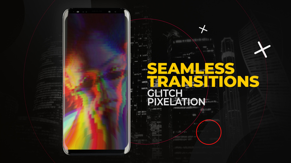 Vertical Glitch Pixelation Transitions | After Effects Elements template preview