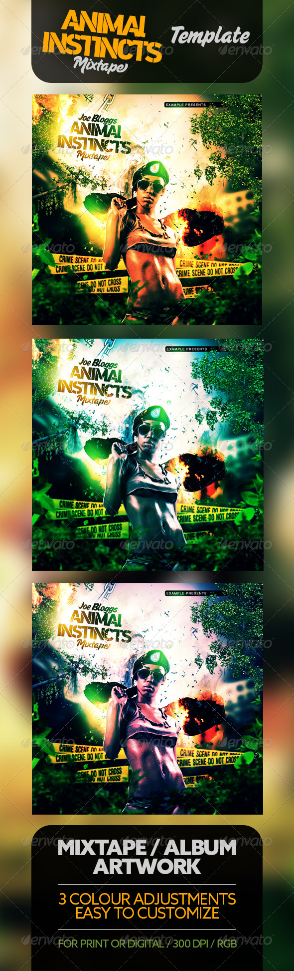 Animal Instincts Mixtape / CD Template - CD & DVD Artwork Print Templates