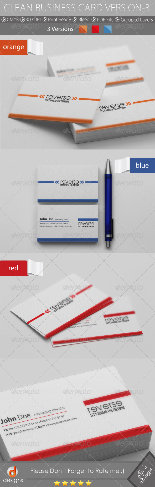CLEAN BUSINESS CARD VERSION-3 - Business Cards Print Templates