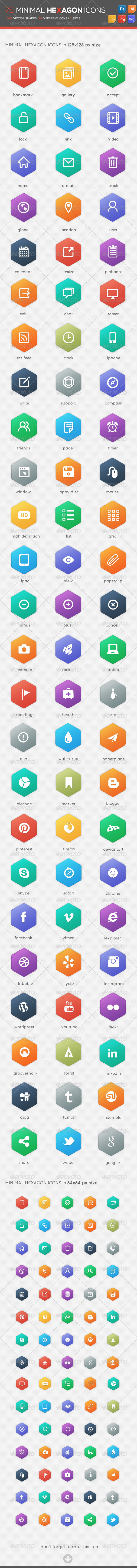 75 Minimal Hexagon Icons - Icons