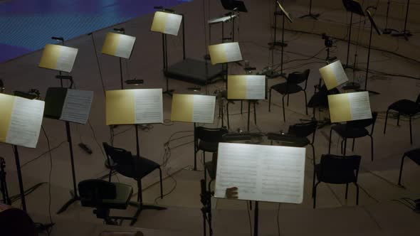 Seats for the Orchestra in the Concert Hall with Notes