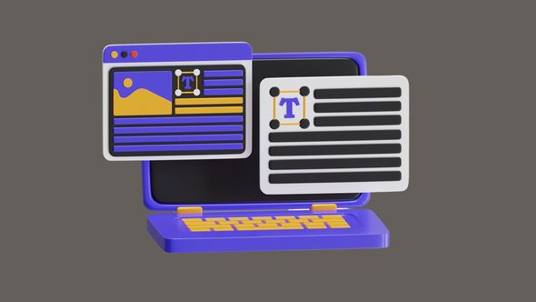 3D Animation of Effective Copywriting with Purple Laptop alt