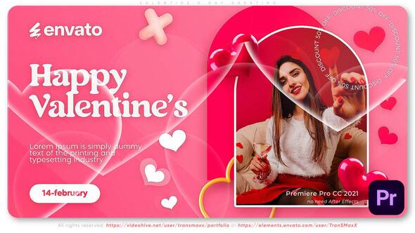 Valentine's Day Greeting Premiere Pro template preview