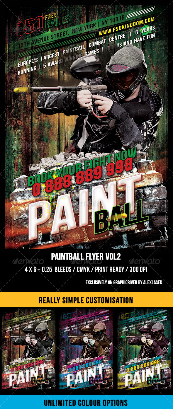Grunge Paintball Flyer vol.2 6 x 4 - Events Flyers
