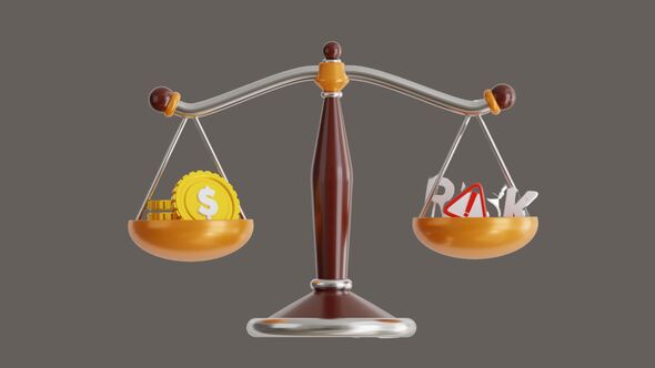 3D Animation of Risk Management on a Weighing Scale alt