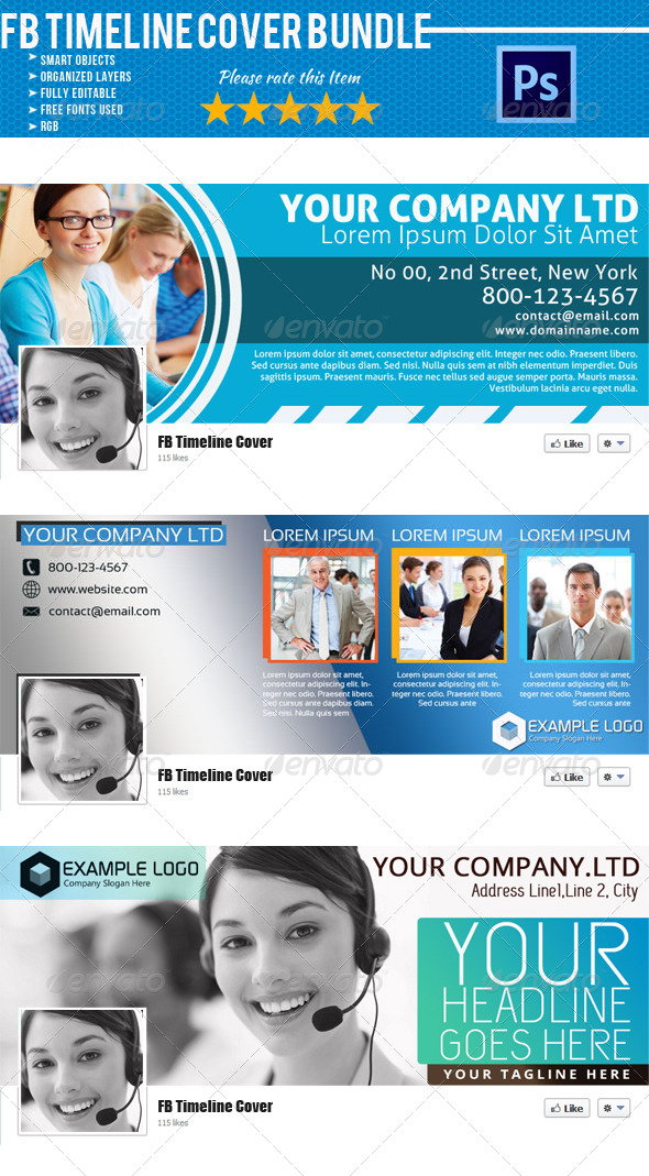 Corporate FB Timeline Cover Bundle 02 - Facebook Timeline Covers Social Media