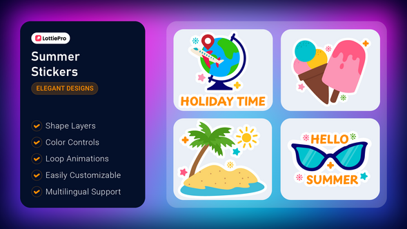 Summer Stickers Elements template preview