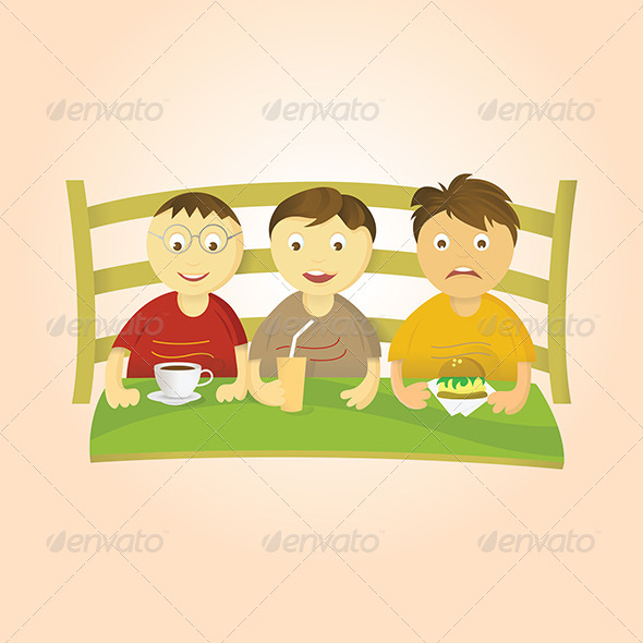 Three Boys Eating - People Characters