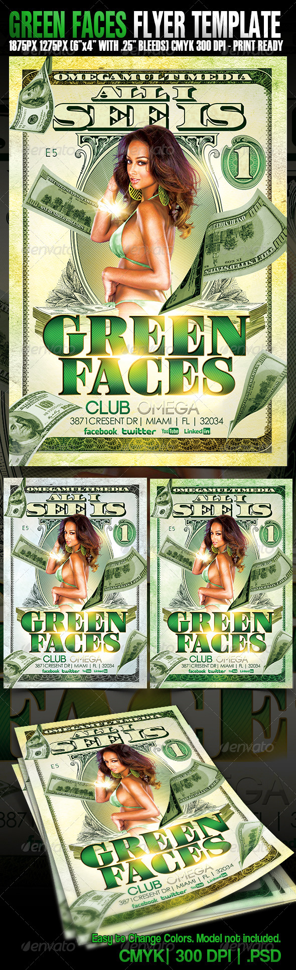 Green Faces - Events Flyers