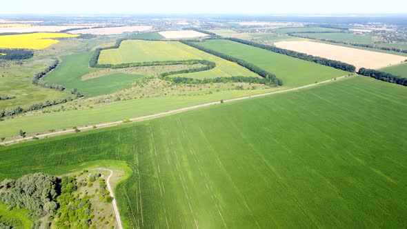 View of a Variety of Agroindustrial Fields with Different Agricultural Plants alt