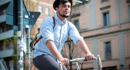 Hipster on bike