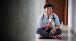 Hipster and jack russell