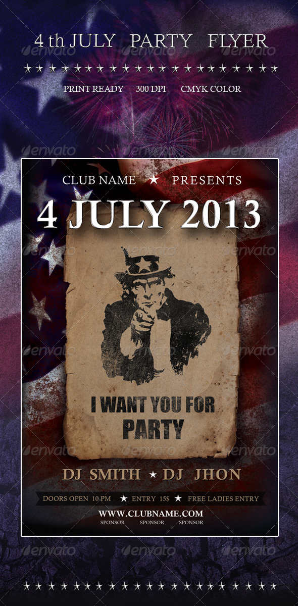 4 July Party Flyer - Clubs & Parties Events