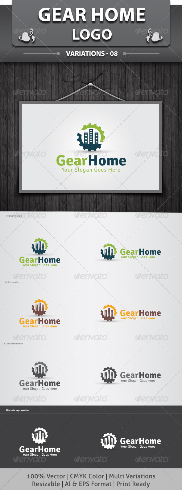 Gear Home Logo - Objects Logo Templates