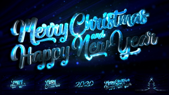 Merry Christmas And Happy New Year 2020 Blue Loop Backgrounds 5in1
