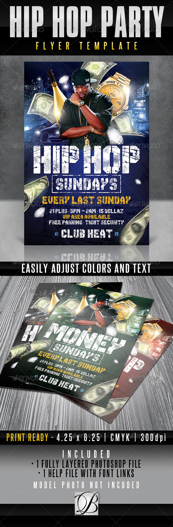 Hip Hop Party Flyer Template - Clubs & Parties Events