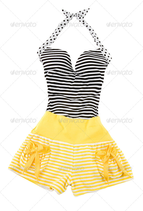 Sweetheart halter cute striped fashion look - Stock Photo - Images