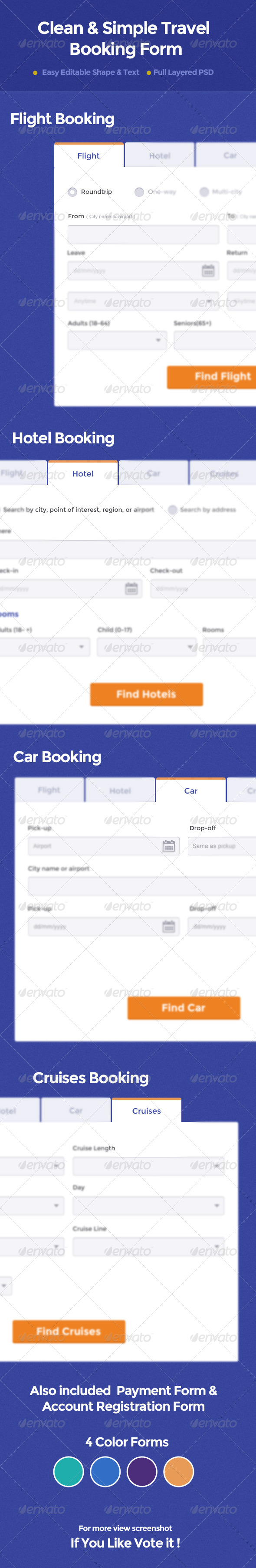 Clean & Simple Travel Booking Form - Forms Web Elements