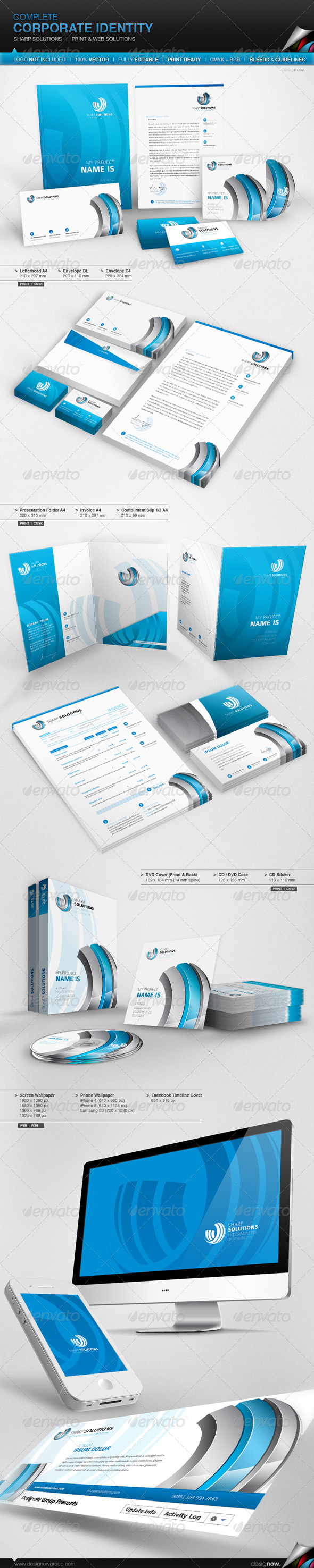 Corporate Identity - Sharp Solutions - Stationery Print Templates