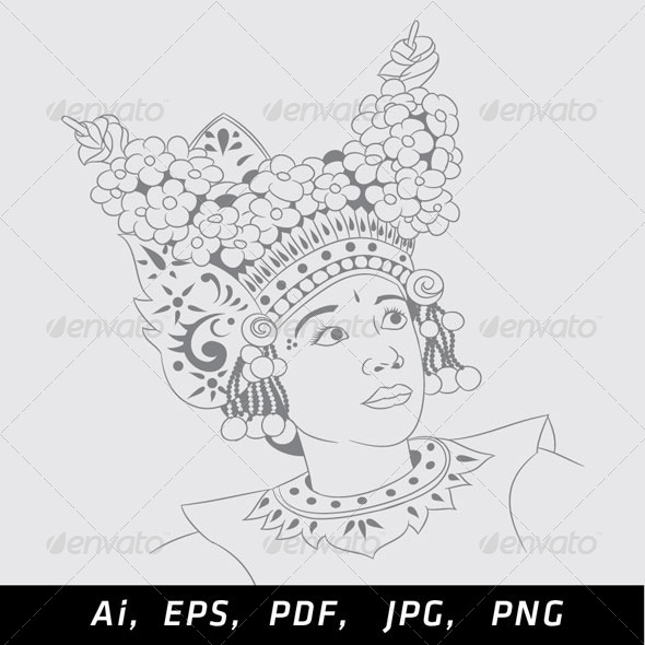Sketch Legong Dance - People Characters
