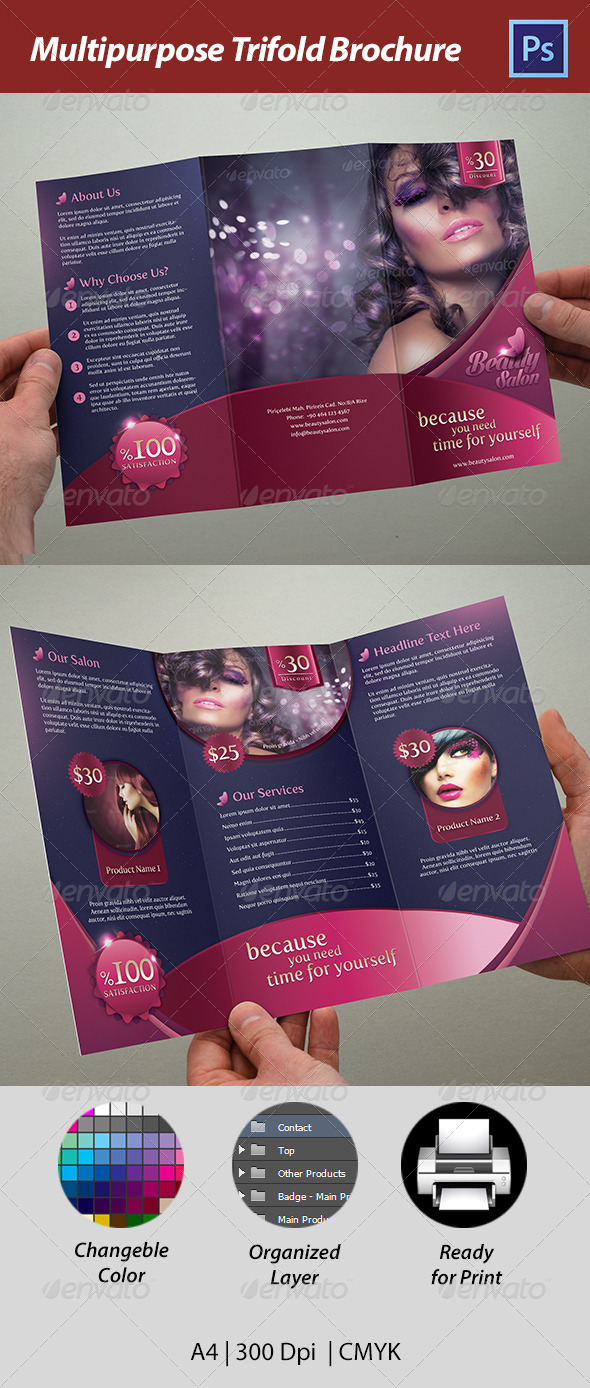 Trifold Beauty Salon - Corporate Brochures