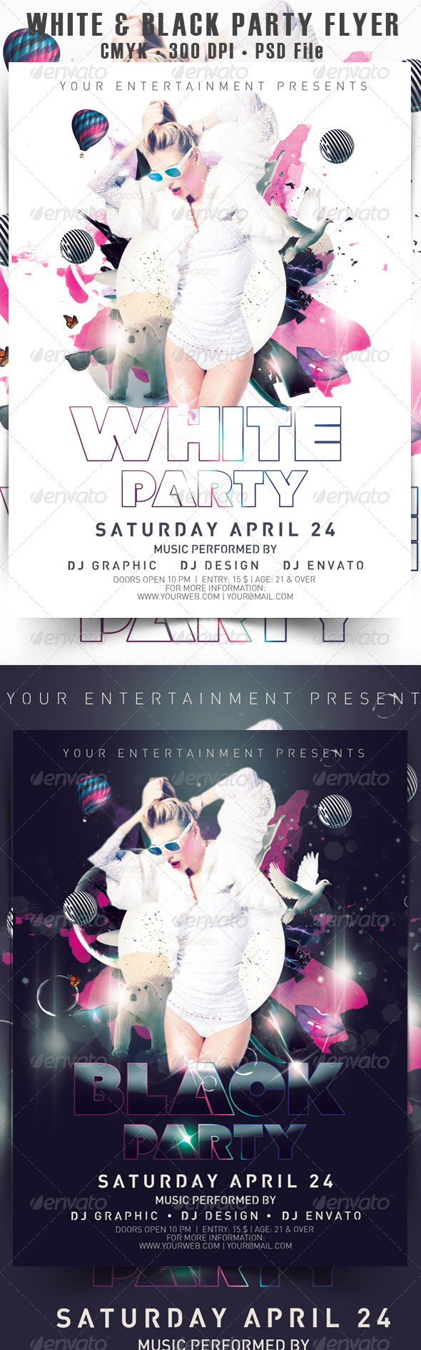 White & Black Party Flyer - Events Flyers