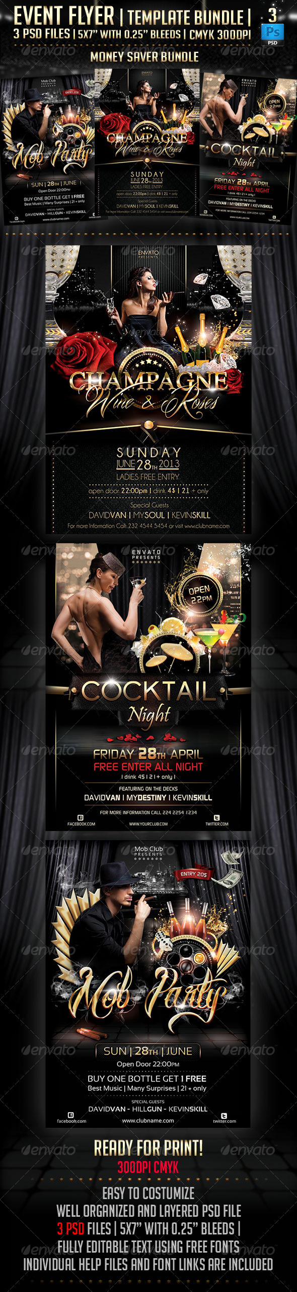 Event Flyer Template Bundle - Flyers Print Templates